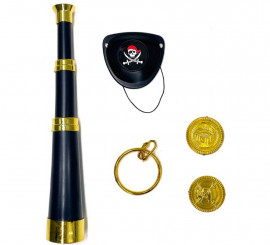 Elegant Pirate Kit: Spyglass, Patch, Coins and Earring