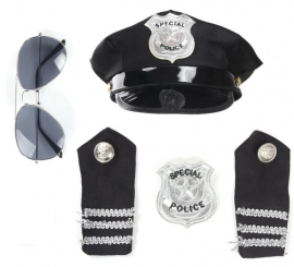 Kit de Policía: Gorra, Gafas, Insignias hombros y Placa