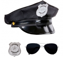 Adult Police Kit: Cap, Glasses and Badge