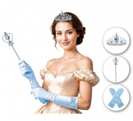 Adult Blue Princess Kit: Gloves, Crown and Scepter