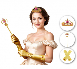 Adult Golden Princess Kit: Gloves, Crown and Scepter