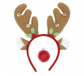 Brown Rudolph Reindeer Kit: Headband and Nose