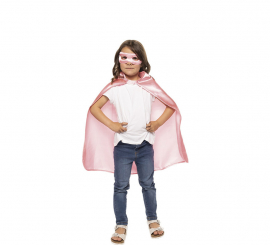 Kit de Superheroína Rosa Infantil: Capa y Antifaz