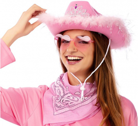 Rosa Cowgirl-Set: Brille, Schal und 58-cm-Mütze