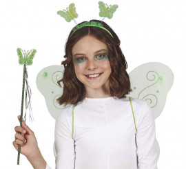 Green Butterfly Fairy Kit: Headband, Wand and Wings 35x40 cm