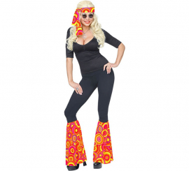 Kit Hippie Anos 70 Bolhas Laranja Adulto: Faixa de Cabeça e Polainas Kit Hippie Anos 70 Bolhas Laranja Adulto: Faixa de Cabeça e Polainas