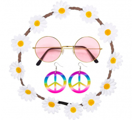 Kit Hippie: Colar, Brincos e Óculos