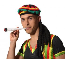 Kit Jamaicano: Gorro con Rastas y Porro