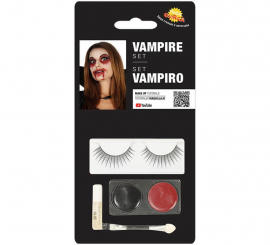 Makeup Kit: Black and Red, Eyelashes, Glue, Brush