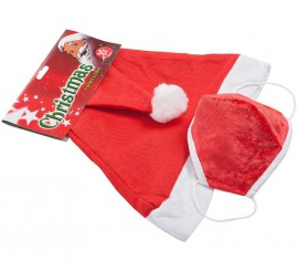 Kit de máscara higiênica para adultos Natal + Chapéu de Papai Noel