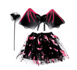 Fuchsia Fledermaus-Set: Tutu, Flügel und Zauberstab