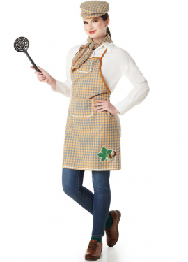 Chestnut Seller Costume Kit for Women: Cap, Apron and Scarf