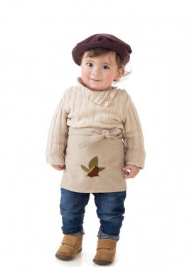 Beige Chestnut Seller Costume Kit for Boys: Apron and Beret