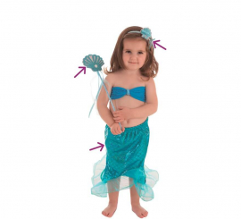 Little Blue Mermaid Kit: Rock, Stirnband und Zauberstab