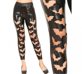 Schwarze Fledermaus-Leggings aus Kunstleder für Damen