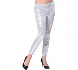 Silver leggings with sequins for women