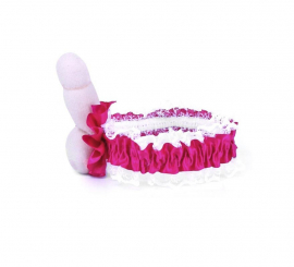 Pink penis garter belt 10x18 cm