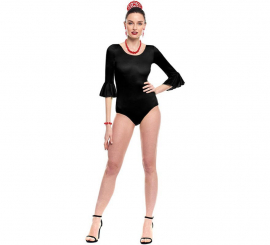 Sevillana Lycra bodysuit or leotard with black ruffle for women