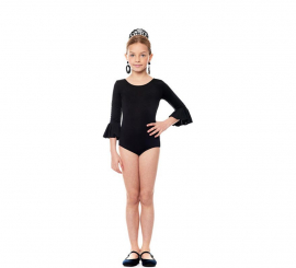 Sevillana Lycra bodysuit or leotard with black ruffle for girl