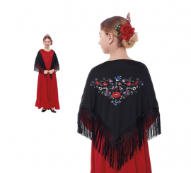 Small black embroidered shawl