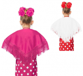 Children's shawl with fringes in various colours, 120x45