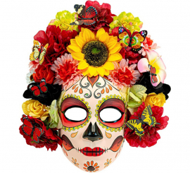 Day of the Dead Catrina Mask with Flowers