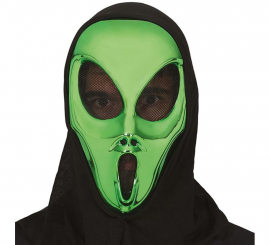 Grüne Alien-Maske mit Kapuze