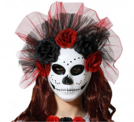 Catrina-Maske mit Rosen