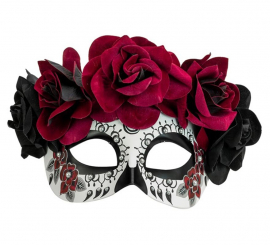 Máscara de Catrina Día de Los Muertos con Rosas