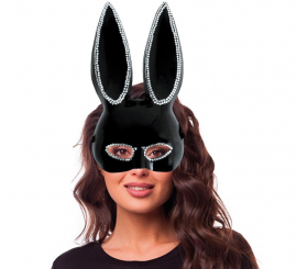 Adult Plastic Shiny Black Rabbit Mask