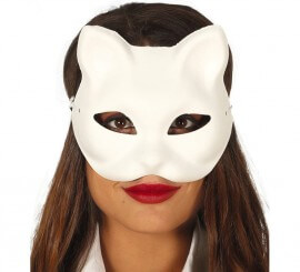 Máscara de Gato Blanca para Colorear