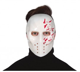 Abolladura fatiga Pantera Máscara de Hockey Blanca con Sangre de PVC