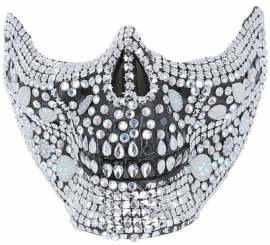 Maschera a mezza faccia con teschio con strass