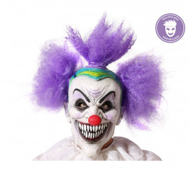 Clown Mask with Purple Latex Hair