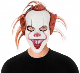 Masque de clown aux cheveux en plastique rouge