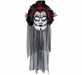 Máscara de Reina de La Muerte con Rosas negras y Velo