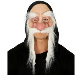 Máscara de Duende viejo con Pelo y Capucha