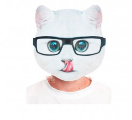 Cat mask with black glasses print