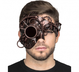 Braune Steampunk Maske mit Monokel