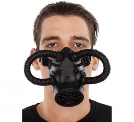 Schwarze Steampunk-Gasmaske mit Röhren