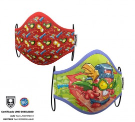 Mascarilla higiénica infantil Super Zings Pack de 2 (Amarilla y verde)