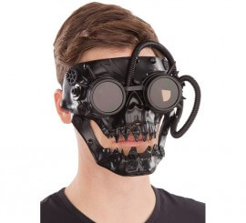 Schwarze Steampunk-Maske mit Röhren