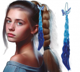 Mechón azul con Mariposa de 35 cm