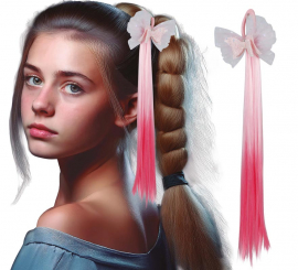 Mechón rosa con Lazo de 40 cm