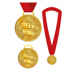 Bierkönig - Medaille mit roter Schleife