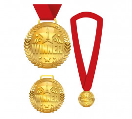 Medalha de vencedor com fita vermelha