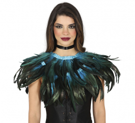 Adult blue and black feather half-coat