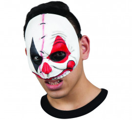 Böser Clown Halbmaske mit Narbe