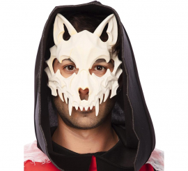 White Skeleton Wolf Half Mask 20x17 cm