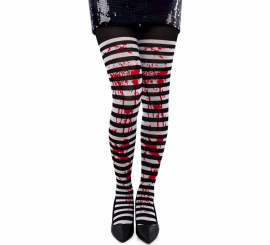 Black and white striped stockings with blood
